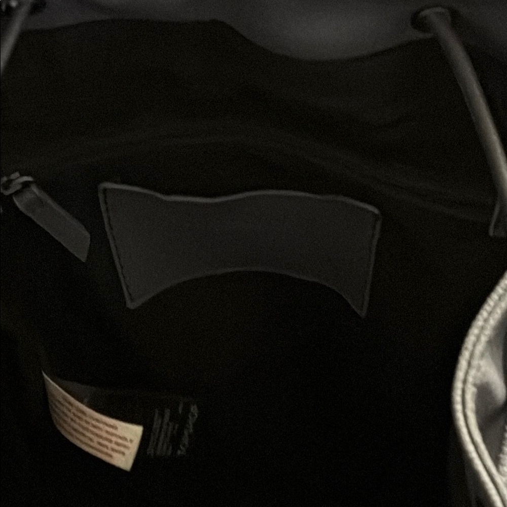 Topshop Dark Gray faux Leather, inner drawstring Backpack, magnet buttons - Picture 7 of 11